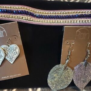 Silver and Purple Earrings Set